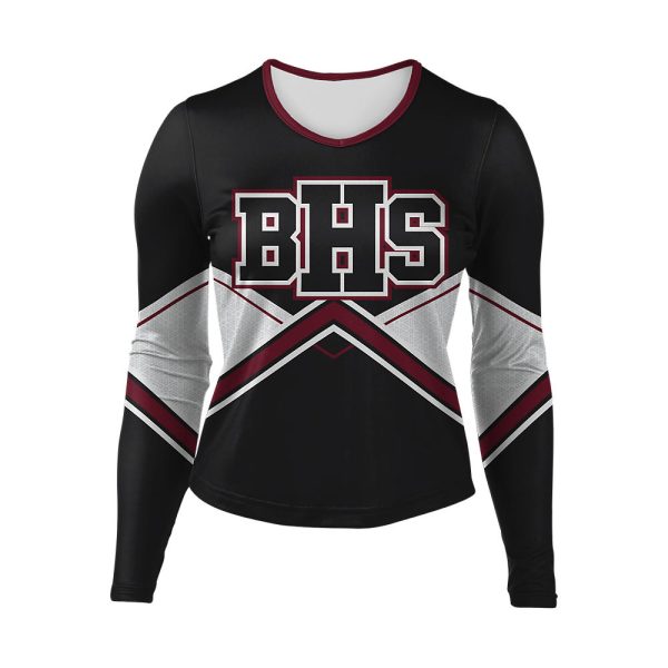 Black and White Cheer Long Sleeve Shell