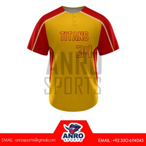 Yellow and Red Baseball 2 Button Jersey
