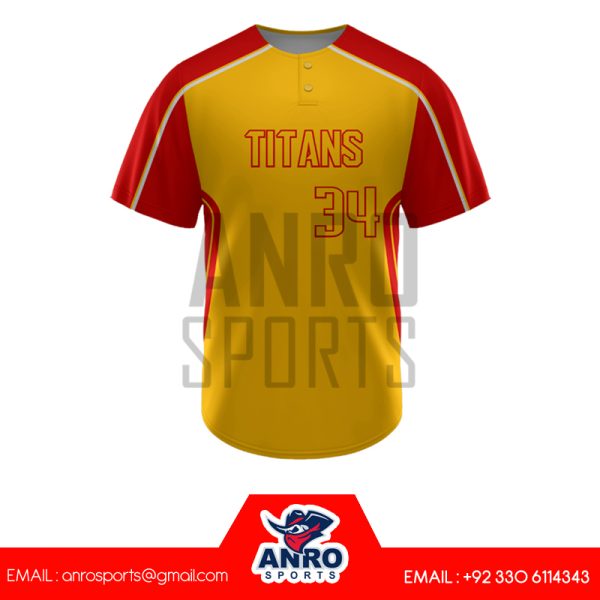 Yellow and Red Baseball 2 Button Jersey