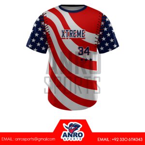 Red and white Baseball Crew Neck Jersey
