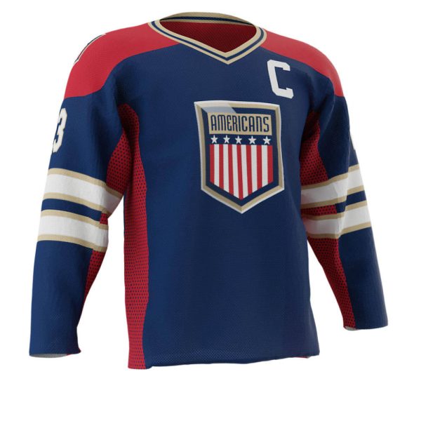 Blue and Red Ice Hockey Jerseys
