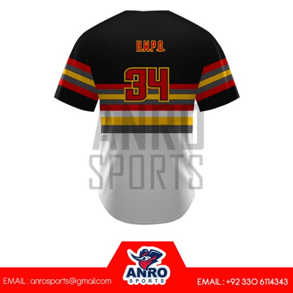 Black and Gray Baseball V Neck Jersey - Image 4