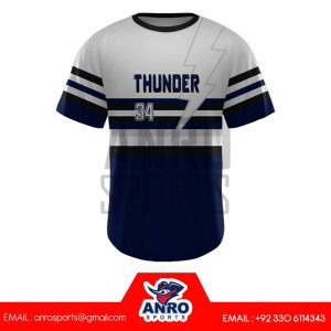 White and Blue Baseball Crew Neck Jersey