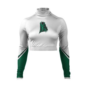 White and Green Cheer Mock Neck Bodyliner