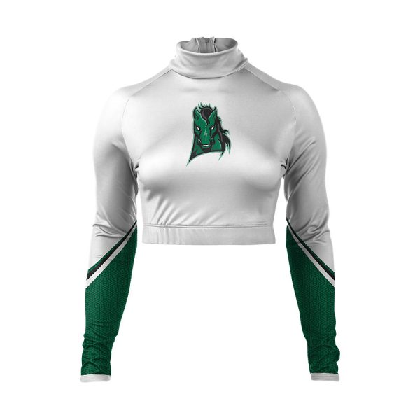 White and Green Cheer Mock Neck Bodyliner
