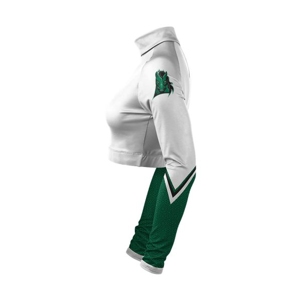 White and Green Cheer Mock Neck Bodyliner - Image 3