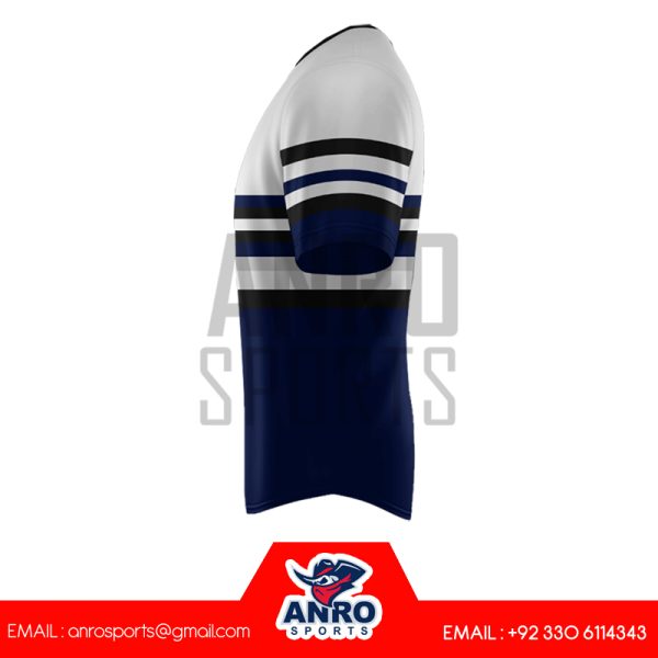White and Blue Baseball Crew Neck Jersey - Image 2