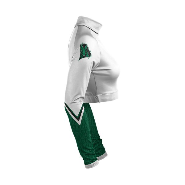 White and Green Cheer Mock Neck Bodyliner - Image 4