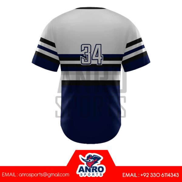 White and Blue Baseball Crew Neck Jersey - Image 4