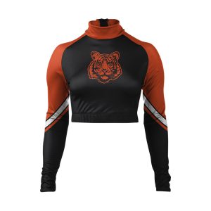 Orange and Black Cheer Mock Neck Bodyliner