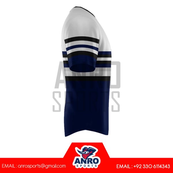 White and Blue Baseball Crew Neck Jersey - Image 3
