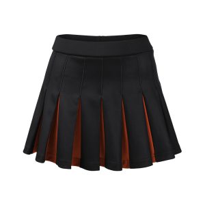 Black and Orange Cheer Pleated Skirt