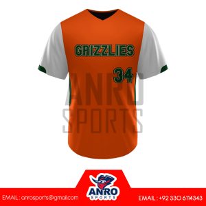 Orange and Gray Baseball V Neck Jersey
