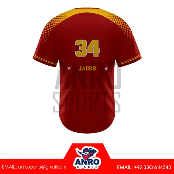 Red and yellow Baseball Crew Neck Jersey - Image 4