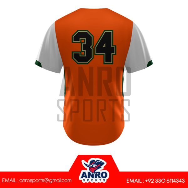 Orange and Gray Baseball V Neck Jersey - Image 4