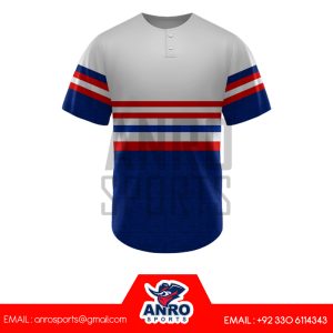 Grey and Blue Baseball 2 Button Jersey