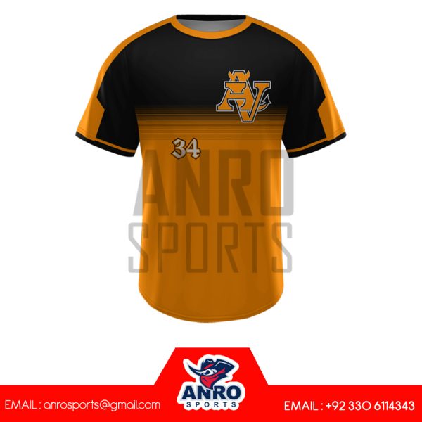 Black and yellow Baseball Crew Neck Jersey