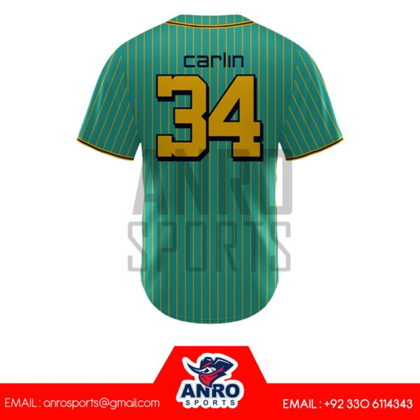 Green and Yellow Baseball Full Button Jersey - Image 4
