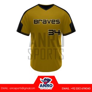 Yellow and Black Baseball V Neck Jersey