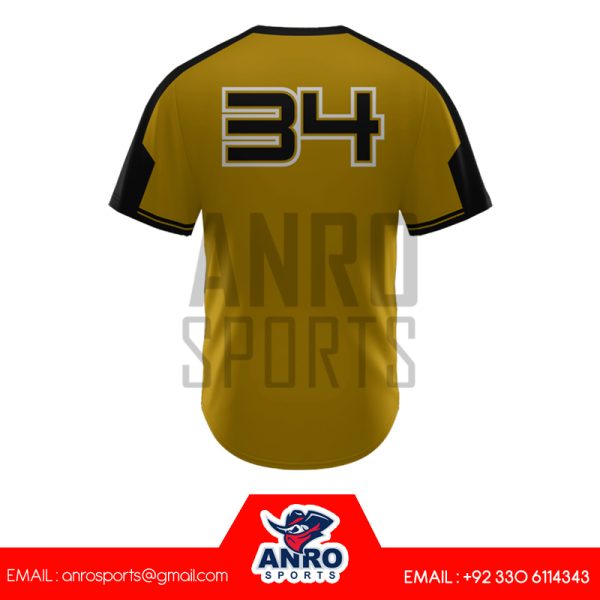 Yellow and Black Baseball V Neck Jersey - Image 4