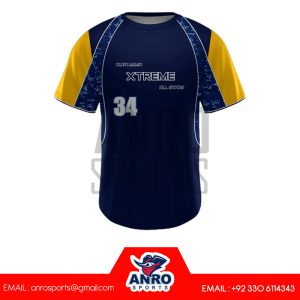 Blue and Yellow Baseball Crew Neck Jersey