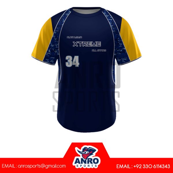 Blue and Yellow Baseball Crew Neck Jersey