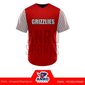 Red and White Baseball V Neck Jersey