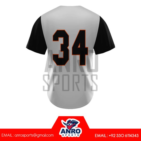 Grey and Black Baseball 2 Button Jersey - Image 4