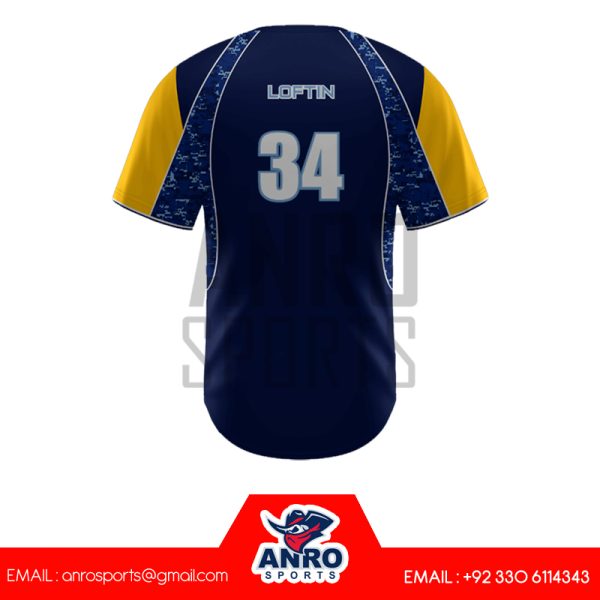 Blue and Yellow Baseball Crew Neck Jersey - Image 4