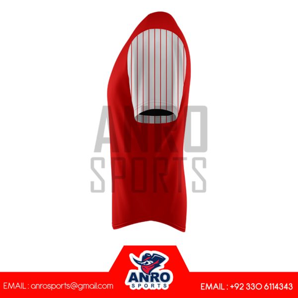 Red and White Baseball V Neck Jersey - Image 3