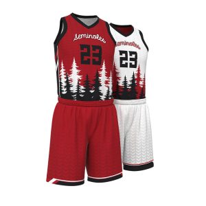 Red and White Basketball Uniform Series Full V-Neck