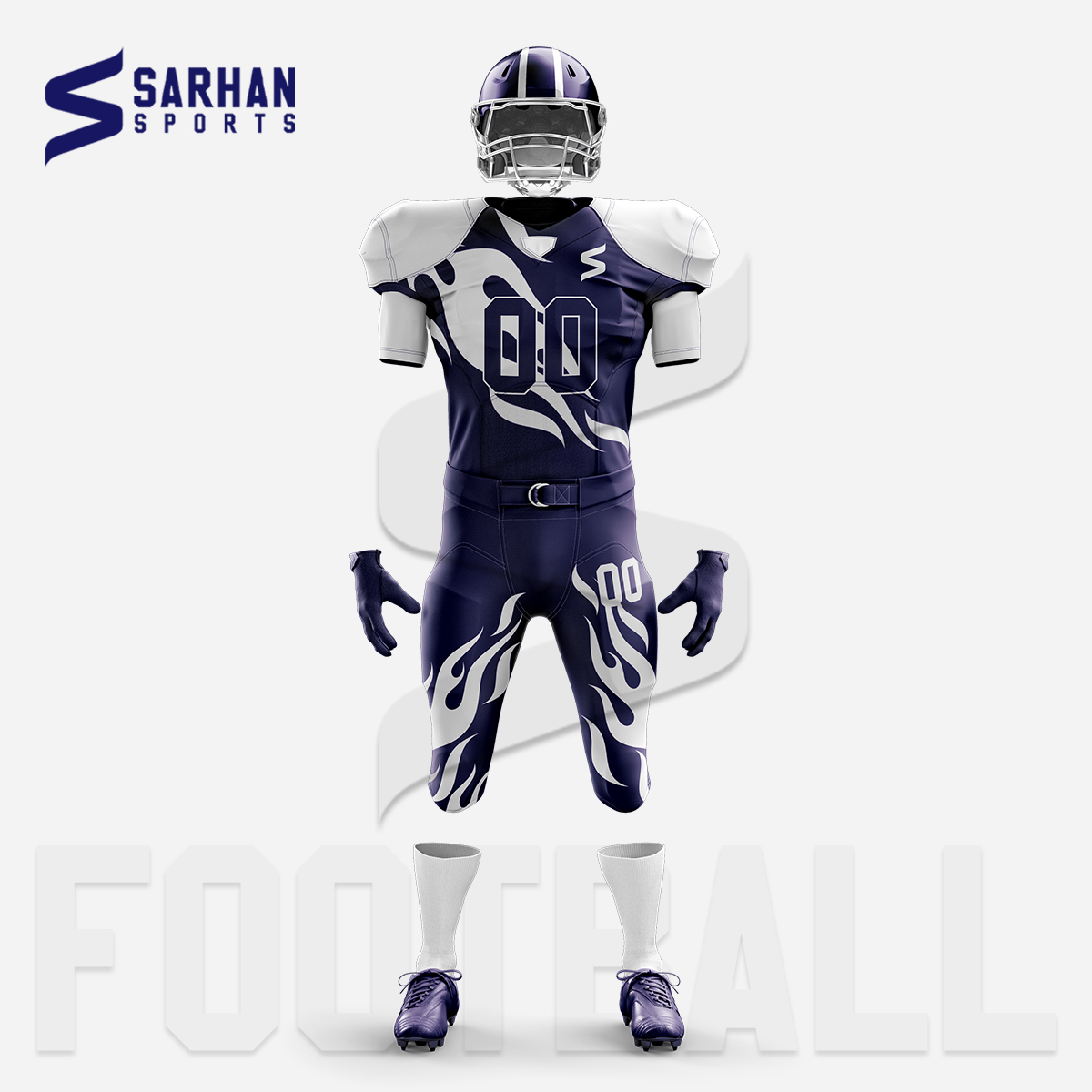 White And Blue American Football Uniform