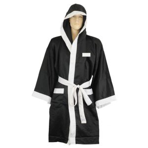 black and white boxing robe