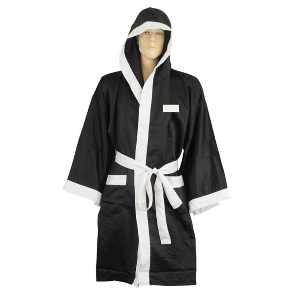 black and white boxing robe