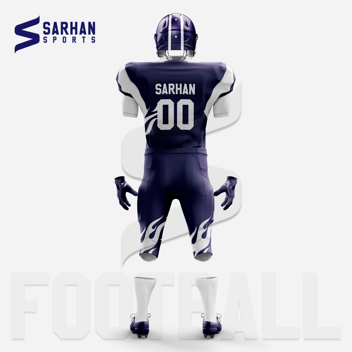 White And Blue American Football Uniform