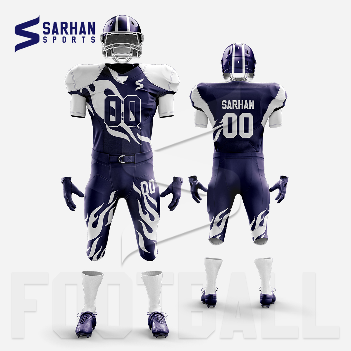 White And Blue American Football Uniform