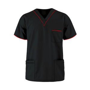 Black Scrub with Red Piping for Men