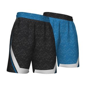 Black and Skyblue Reversible Basketball Shorts