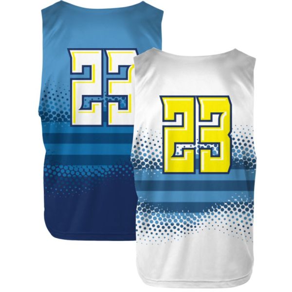 Blue and White Reversible Lacrosse Practice Jerseys - Image 2