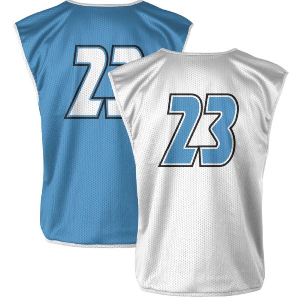 Blue and White Reversible Sleeveless Lacrosse Jerseys - Image 2
