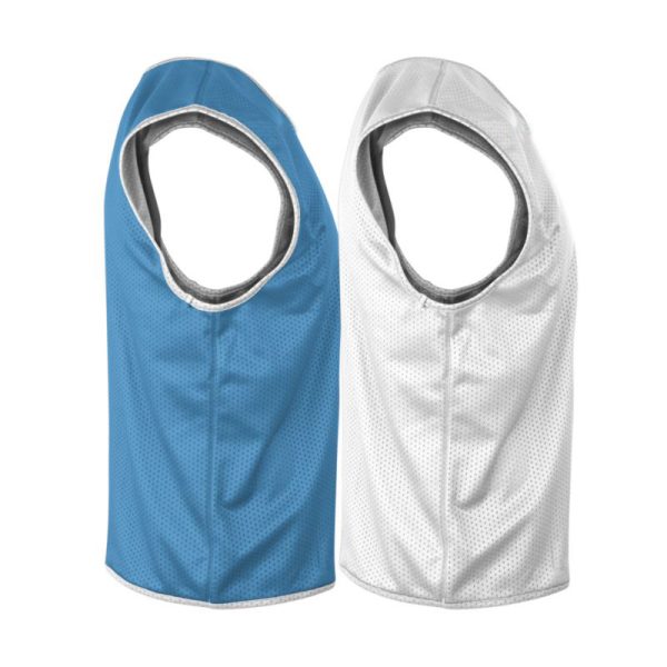Blue and White Reversible Sleeveless Lacrosse Jerseys - Image 4