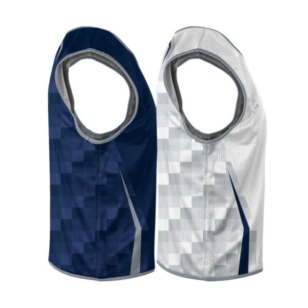 Blue and White Reversible Sleeveless Lacrosse Jerseys - Image 3
