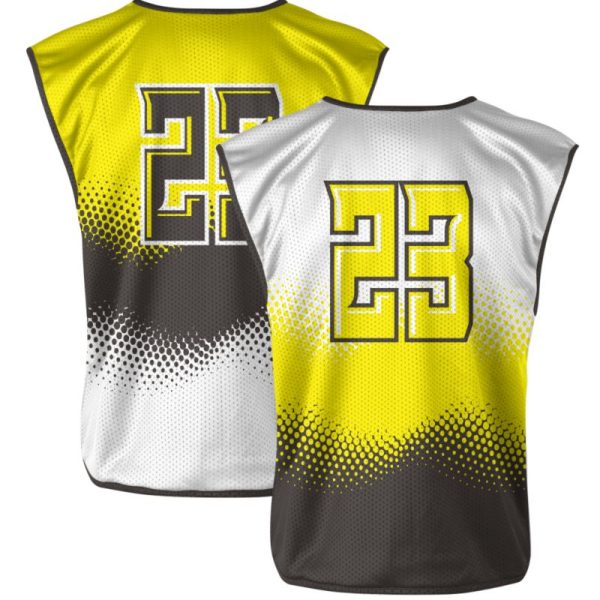 Gray Yellow and Black Reversible Sleeveless Lacrosse Jerseys - Image 3