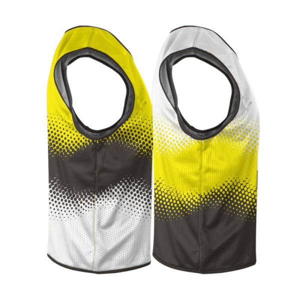 Gray Yellow and Black Reversible Sleeveless Lacrosse Jerseys - Image 4