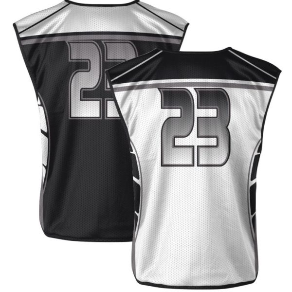 Black and White Reversible Sleeveless Lacrosse Jerseys - Image 2