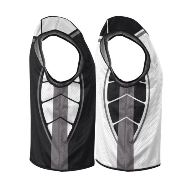 Black and White Reversible Sleeveless Lacrosse Jerseys - Image 4