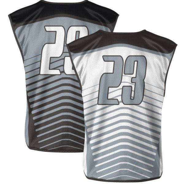 Black and White Reversible Sleeveless Lacrosse Jerseys - Image 4