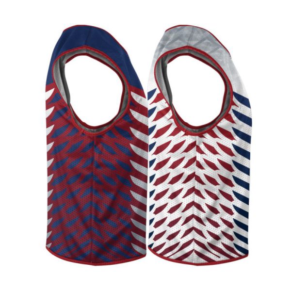 Blue White and Red Reversible Sleeveless Lacrosse Jerseys - Image 4