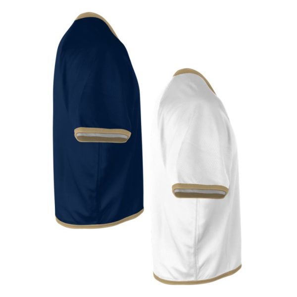 White and Blue Lacrosse V Neck Jerseys - Image 2