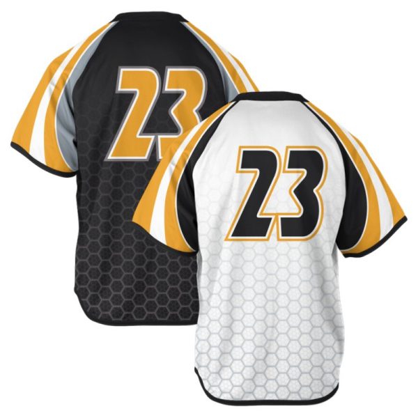 White Black and Yellow Lacrosse V Neck Jerseys - Image 4